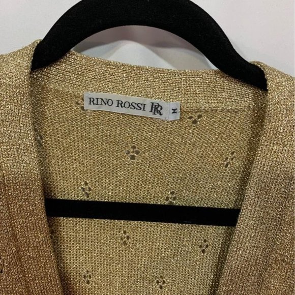 WOMAN’S RINO ROSSI gold glitter cardigan with nautical buttons. Size medium - Picture 3 of 9